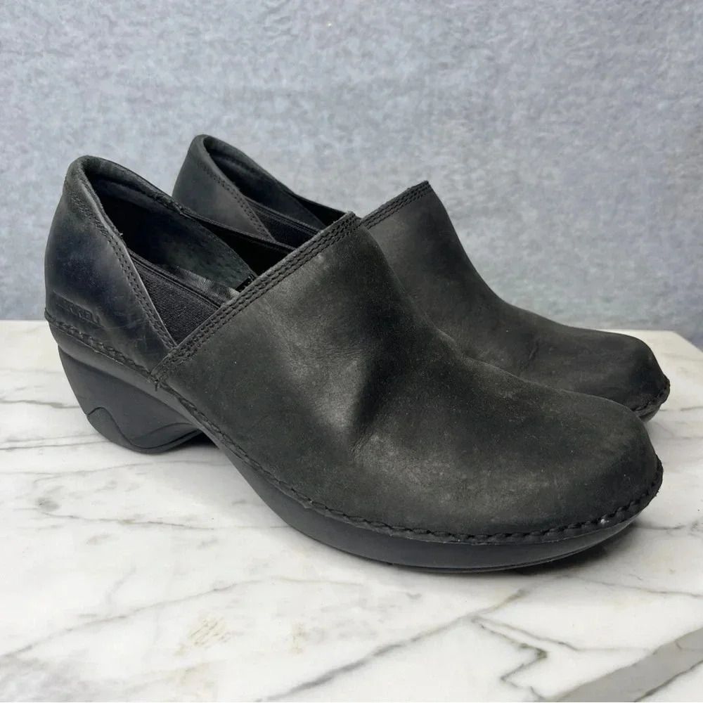 Merrell Emma Clog Leather Black Slip On size 7